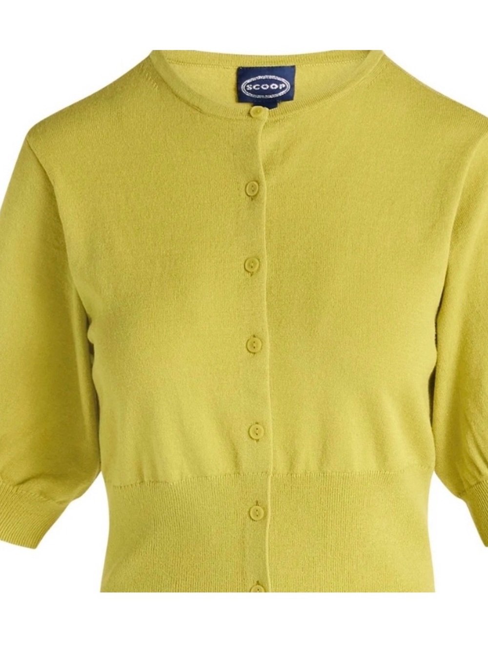 Scoop Lime Green Short-Sleeve Button Cardigan